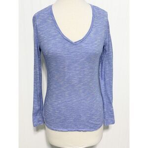 Old Navy Women's Pinstripe V Neck Long Sleeve Pullover Top Blue‎ Size Small